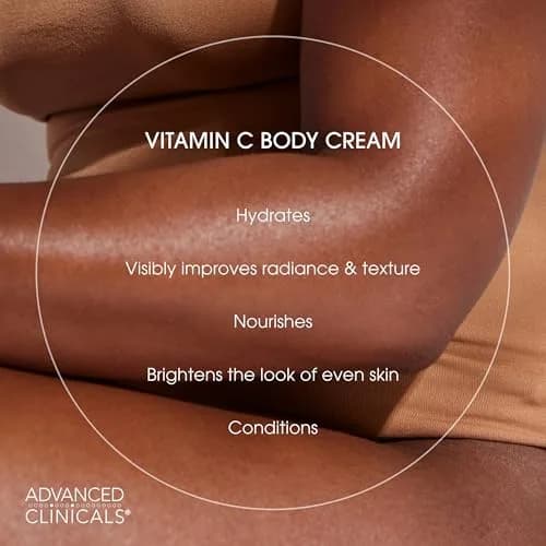 Advanced Clinicals Vitamin C Brightening Body Cream 473ml (16oz) | Visibly Illuminates for Radiant Skin thumbnail 6