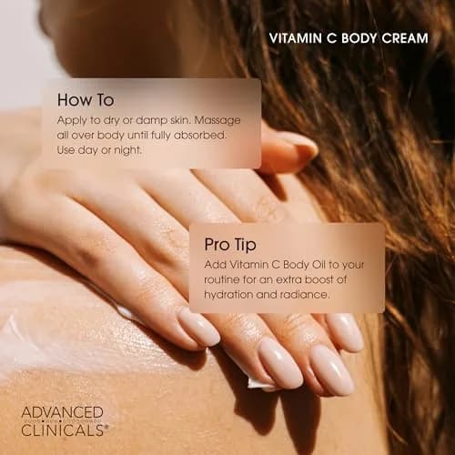 Advanced Clinicals Vitamin C Brightening Body Cream 473ml (16oz) | Visibly Illuminates for Radiant Skin thumbnail 7