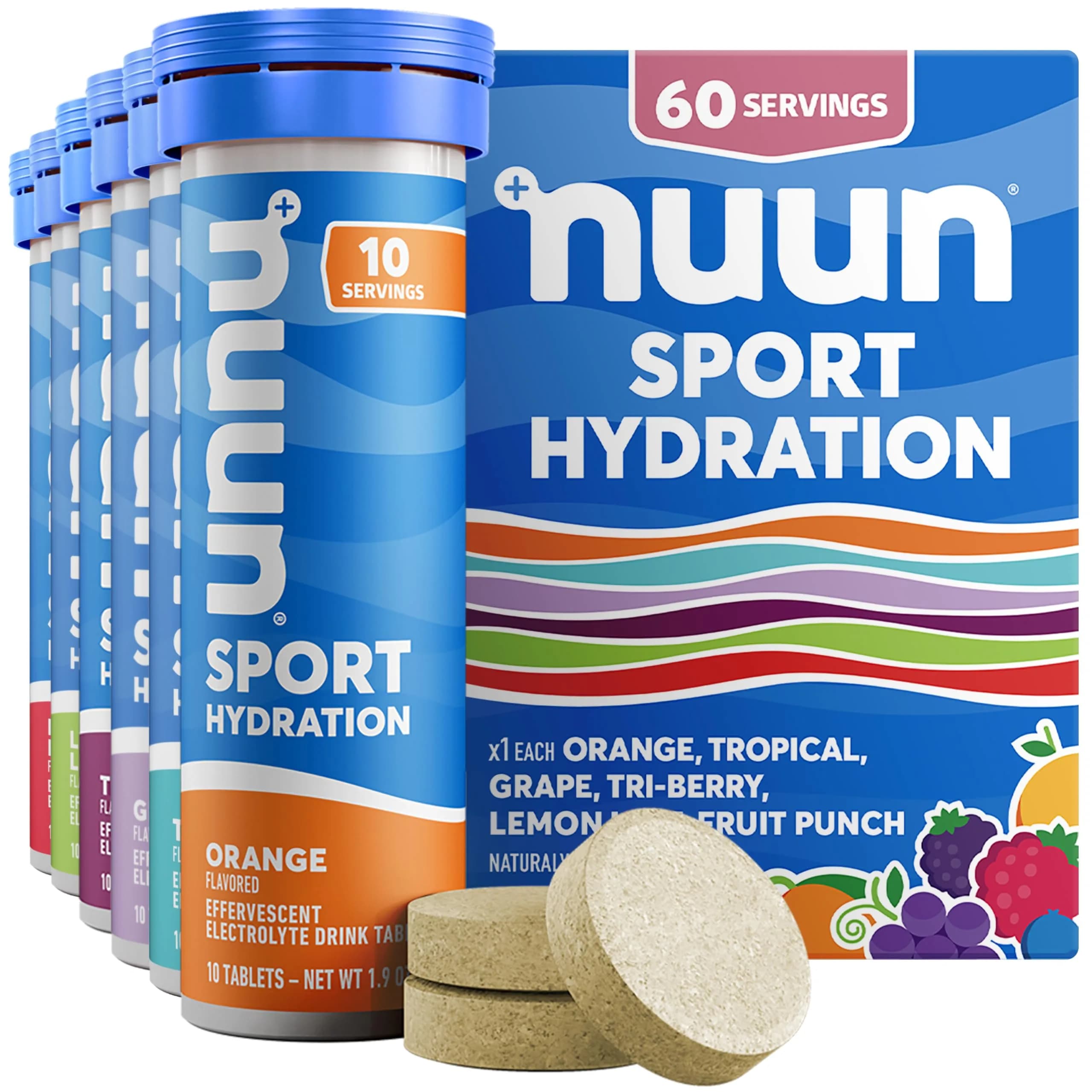 Nuun Sport Electrolyte Tablets 60 Servings | Gluten Free & Vegan Hydration Support — Mixed Flavors