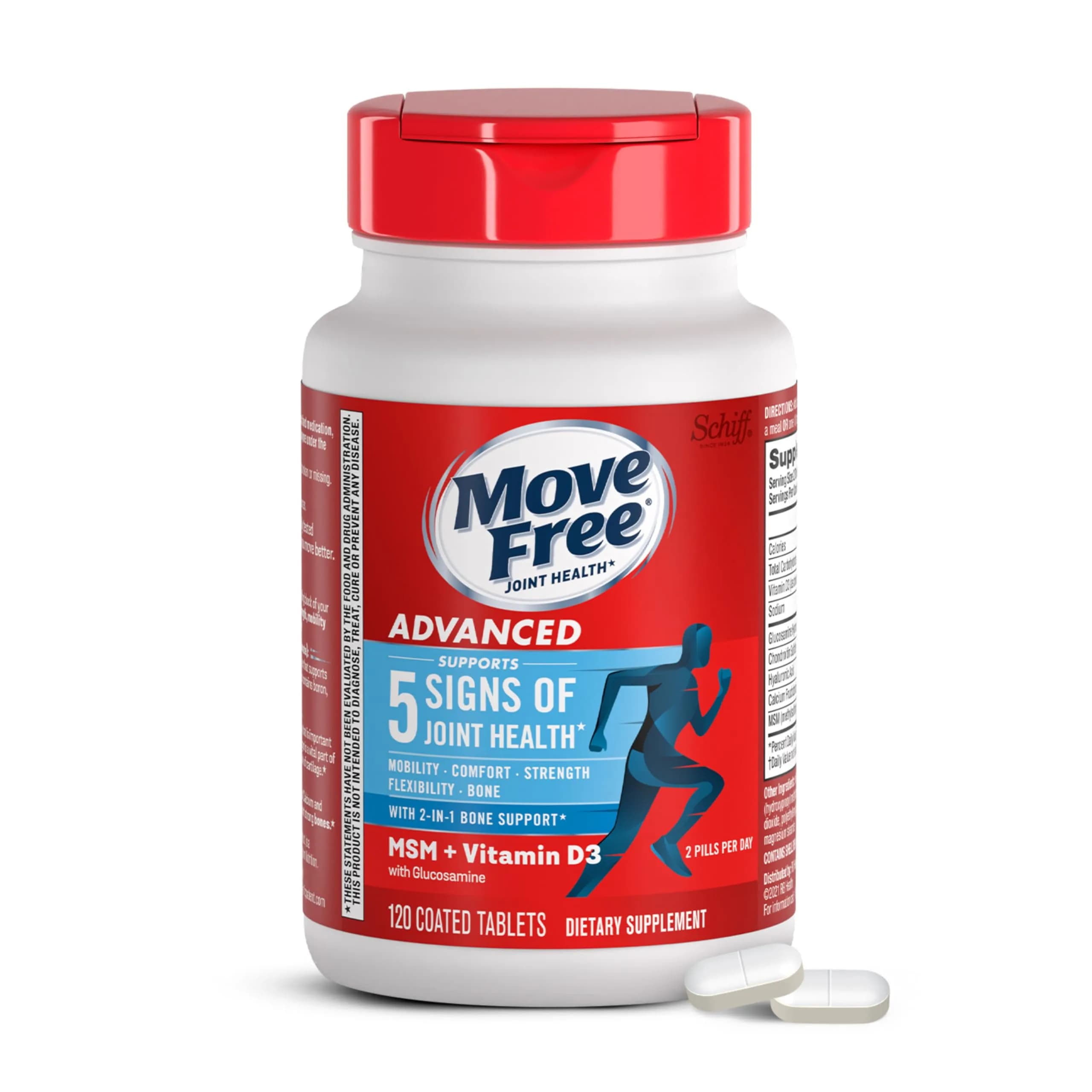 Move Free Advanced Glucosamine Chondroitin MSM + Vitamin D3 | Supports Joint & Bone Health, 120 Tablets - main product image