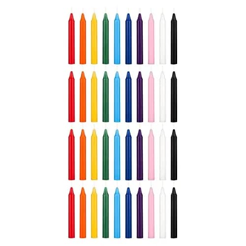Mega Candles Mini Taper Spell Candles 40 Count | Unscented, Clean Burning, 4" x 1/2" Assorted Colors thumbnail 1