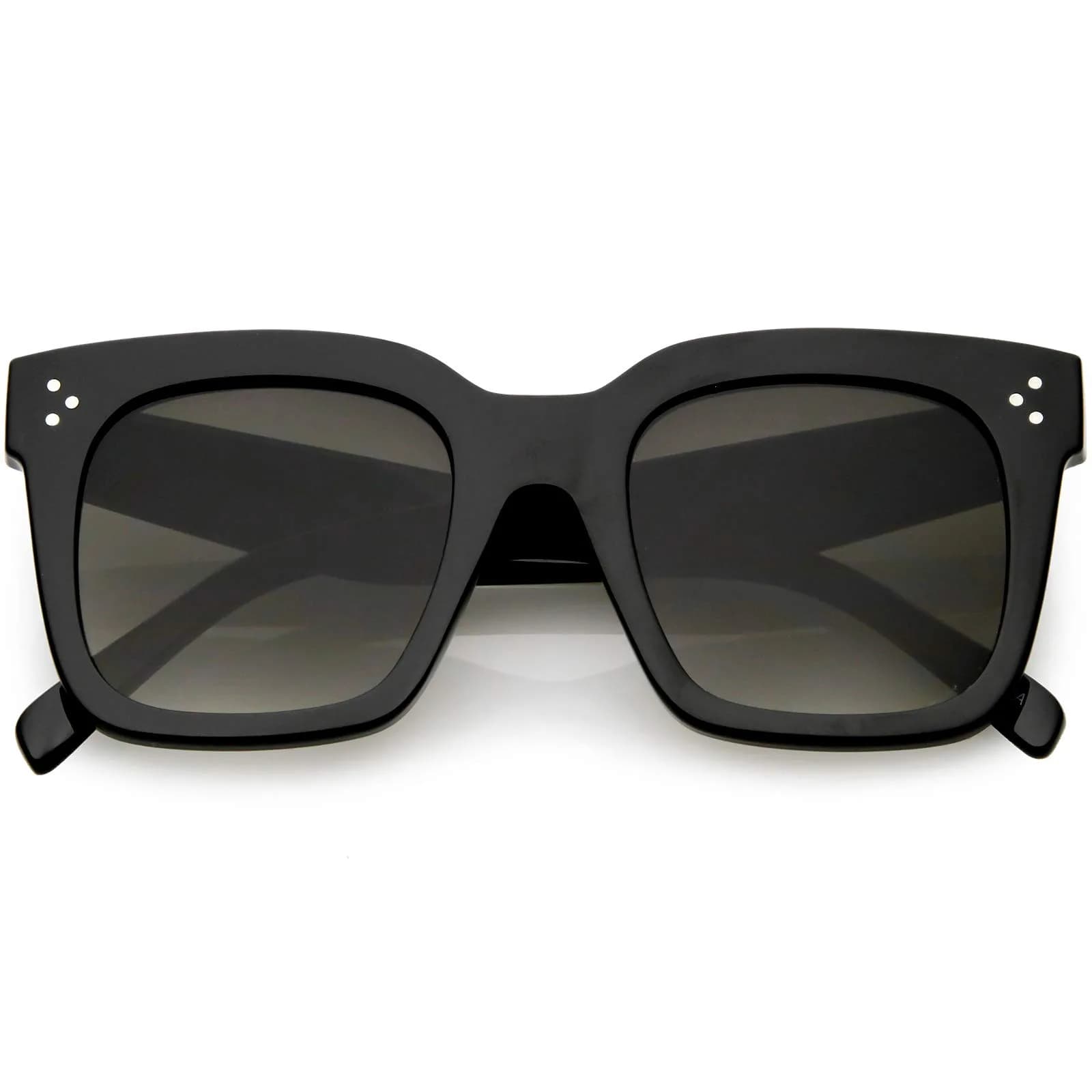 zeroUV Oversized Retro Square Sunglasses for Women 50mm UV400 Gradient Grey Black
