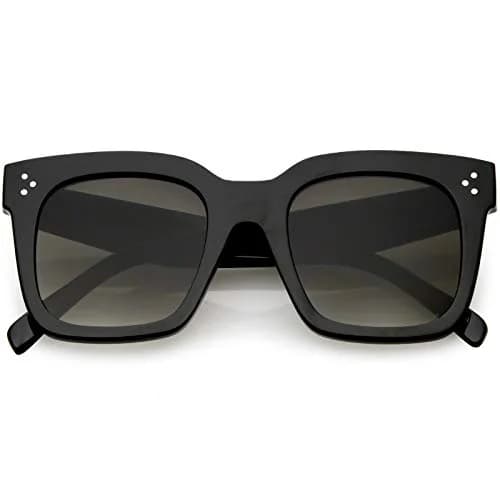 zeroUV Oversized Retro Square Sunglasses for Women 50mm UV400 Gradient Grey Black thumbnail 1
