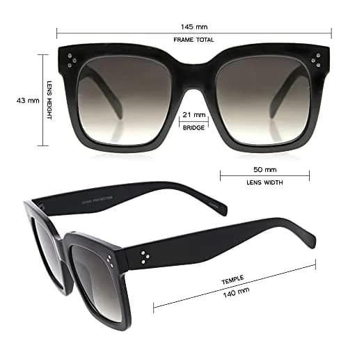 zeroUV Oversized Retro Square Sunglasses for Women 50mm UV400 Gradient Grey Black thumbnail 7