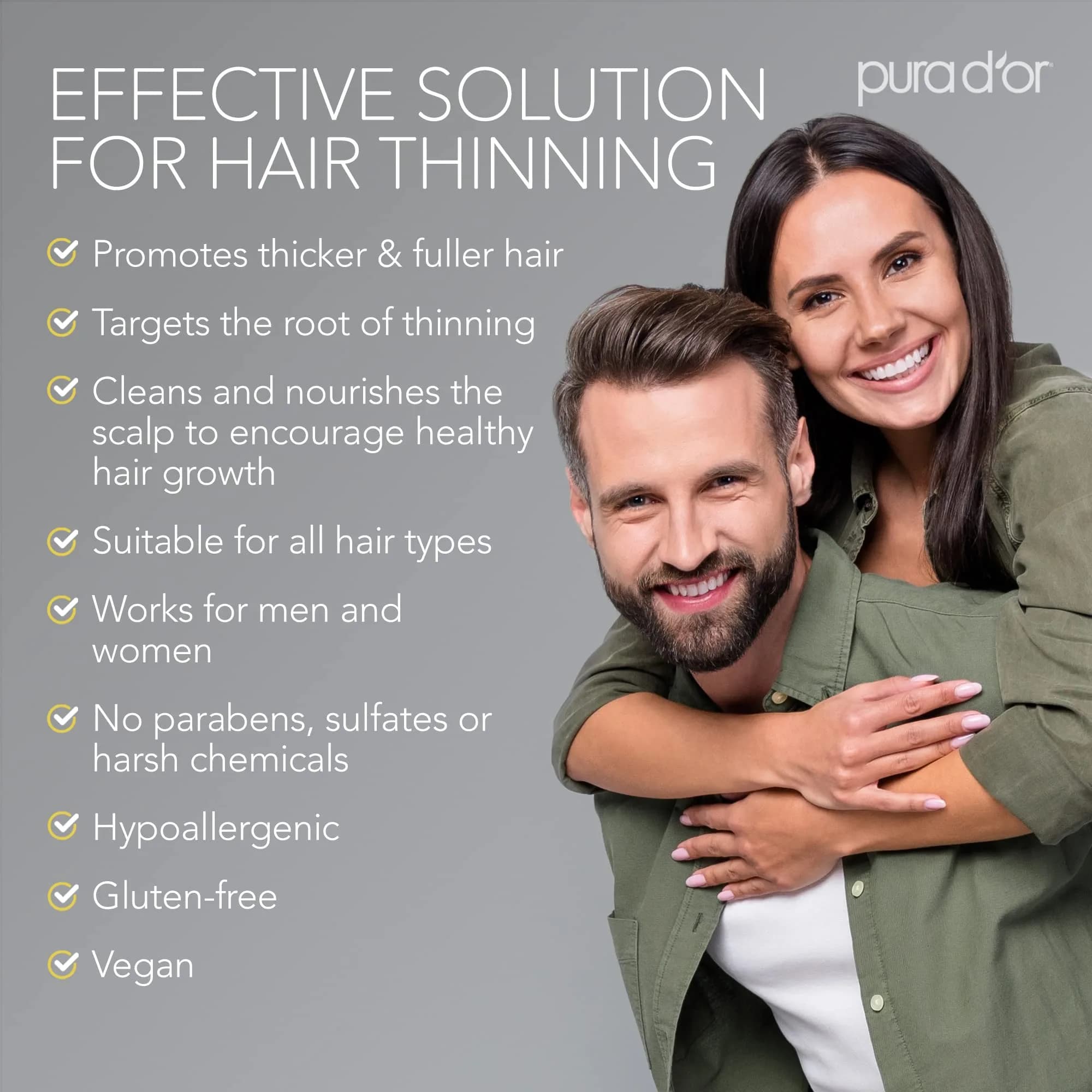 PURA D'OR Original Gold Label Biotin Shampoo & Conditioner Set 710ml (24 Fl Oz x2) | Clinically Tested Hair Thickening - view 5