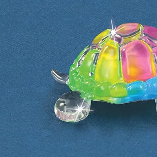 Glass Baron Rainbow Snow Cone Small Turtle Figurine with Crystal | Handcrafted Glass Decor, Rainbow Colors, Swarovski Eyes thumbnail 3