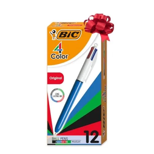 BIC 4-Color Retractable Ball Pens 12 Pack | Versatile Multi-Color Ink for School & Office thumbnail 1
