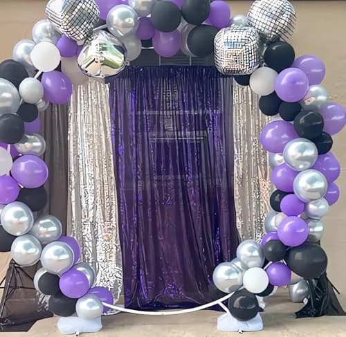ShinyBeauty Sequin Backdrop Curtain 4FTx6FT | Purple Glitter Wedding & Event Decor thumbnail 5