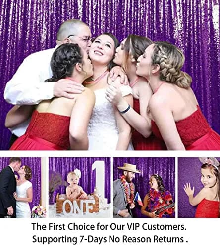 ShinyBeauty Sequin Backdrop Curtain 4FTx6FT | Purple Glitter Wedding & Event Decor thumbnail 7