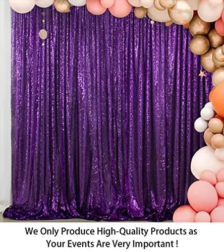 ShinyBeauty Sequin Backdrop Curtain 4FTx6FT | Purple Glitter Wedding & Event Decor thumbnail 2