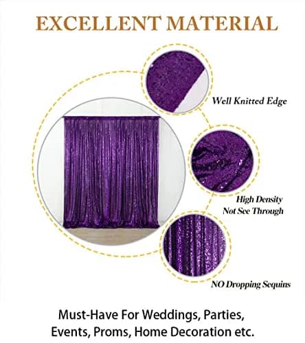 ShinyBeauty Sequin Backdrop Curtain 4FTx6FT | Purple Glitter Wedding & Event Decor thumbnail 3