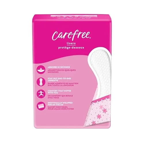 Carefree Panty Liners for Women, Regular, Wrapped, Unscented, 54 ct | Hypoallergenic & Fragrance-Free for Daily Comfort thumbnail 9