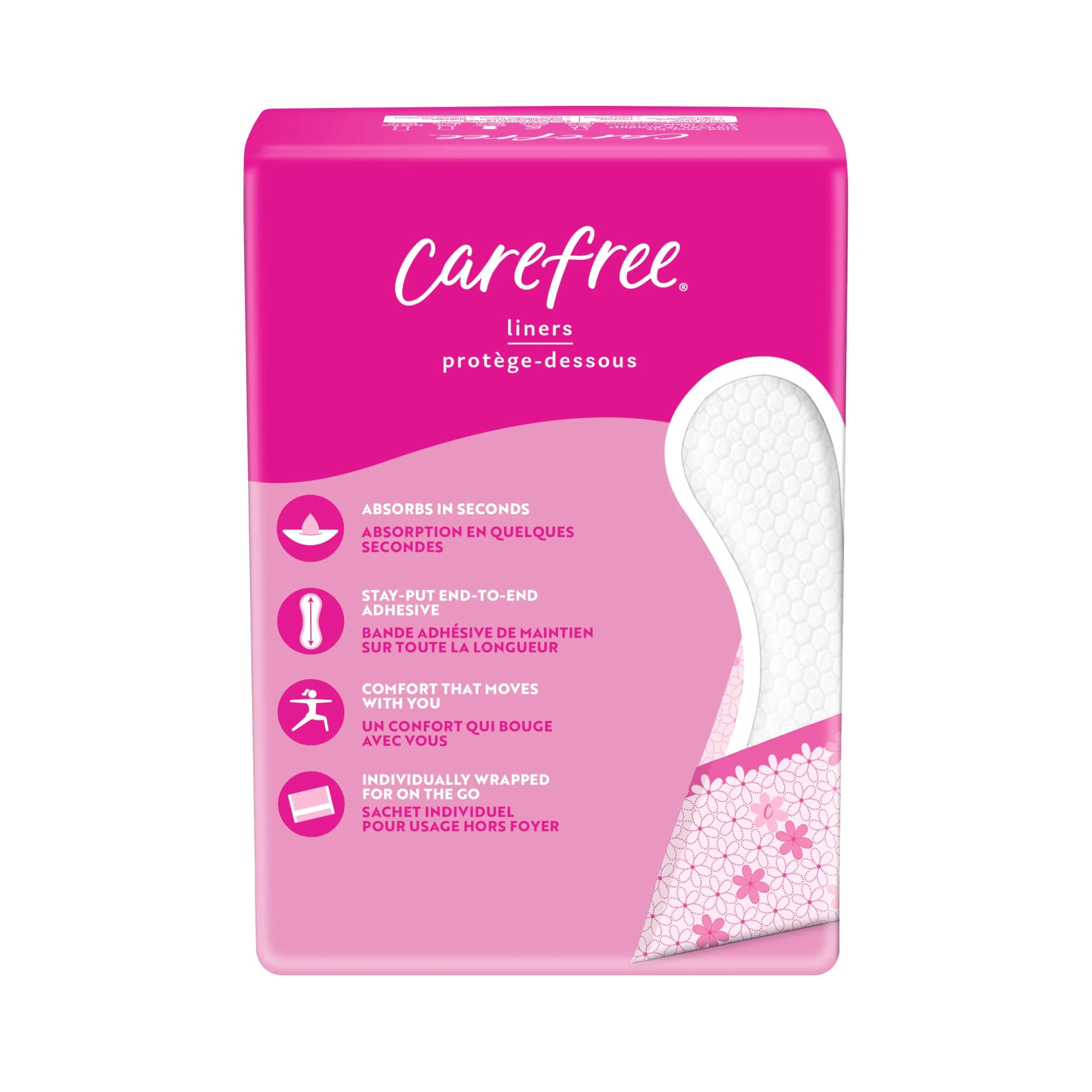 Carefree Panty Liners for Women, Regular, Wrapped, Unscented, 54 ct | Hypoallergenic & Fragrance-Free for Daily Comfort - view 9