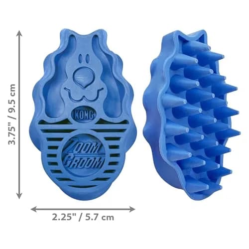 KONG ZoomGroom Dog Brush Blue | Massages Skin & Stimulates Oil Production thumbnail 4