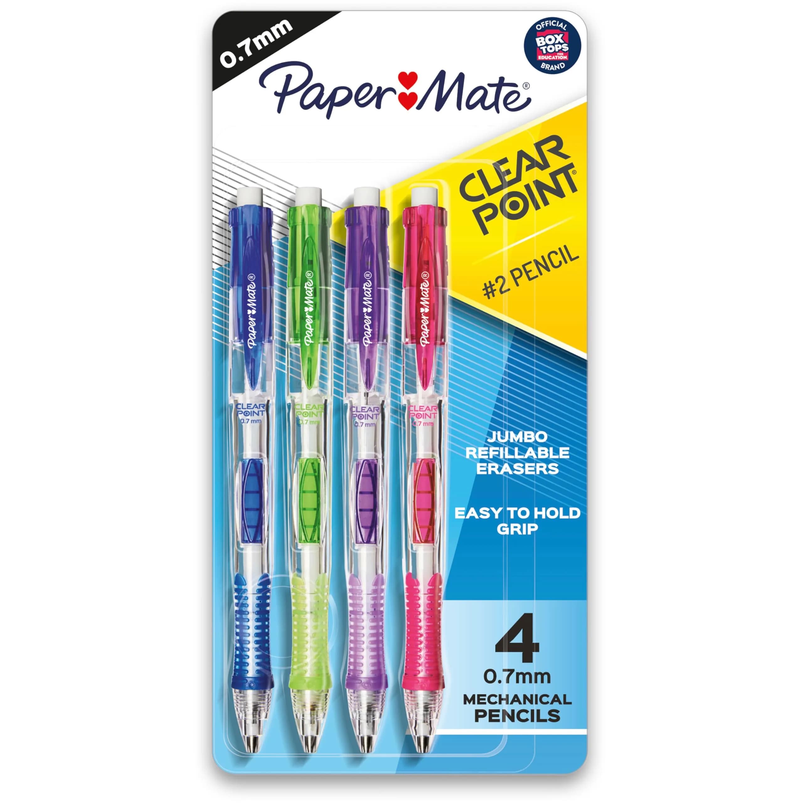 Paper Mate Clearpoint Mechanical Pencils 0.7mm HB #2 Lead, Assorted Fashion Barrel Colors, 4 Count | Precise Lines for Students & Office - main product image