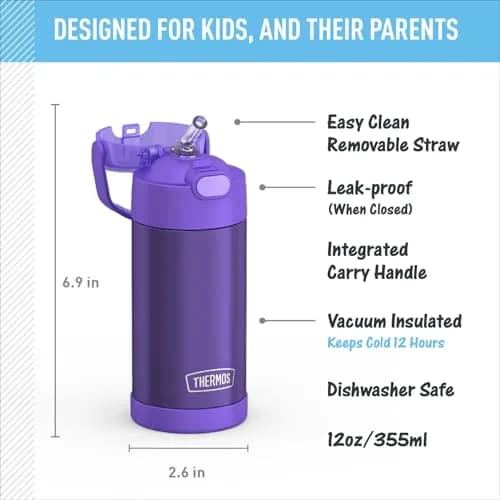THERMOS FUNTAINER Water Bottle with Straw, 12oz (355ml) | Keeps Drinks Cold Up to 12 Hours thumbnail 2