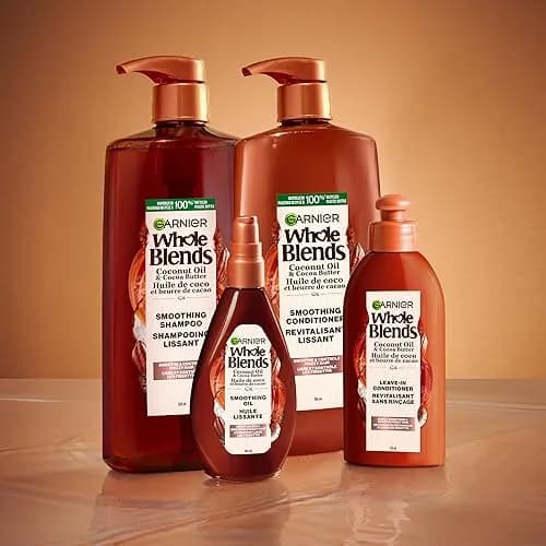 Garnier Whole Blends Smoothing Oil Coconut Oil & Cocoa Butter Extracts 3.4 Fl Oz (100ml) | Frizz Control & Shine thumbnail 5