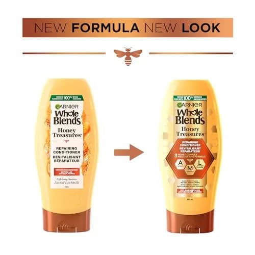 Garnier Whole Blends Honey Treasures Repairing Conditioner for Damaged Hair 650ml (22 fl oz) | Strengthens & Prevents Split Ends thumbnail 7