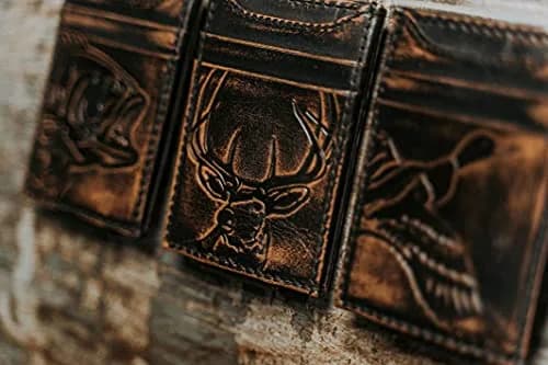 House of Jack Co. Deer Magnetic Money Clip Wallet 2.75" L x 4" H | Full Grain Leather, Slim Front Pocket Carry thumbnail 6