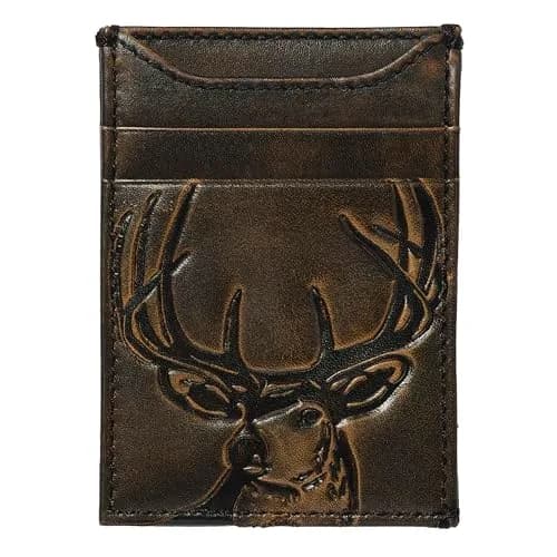 House of Jack Co. Deer Magnetic Money Clip Wallet 2.75" L x 4" H | Full Grain Leather, Slim Front Pocket Carry thumbnail 1
