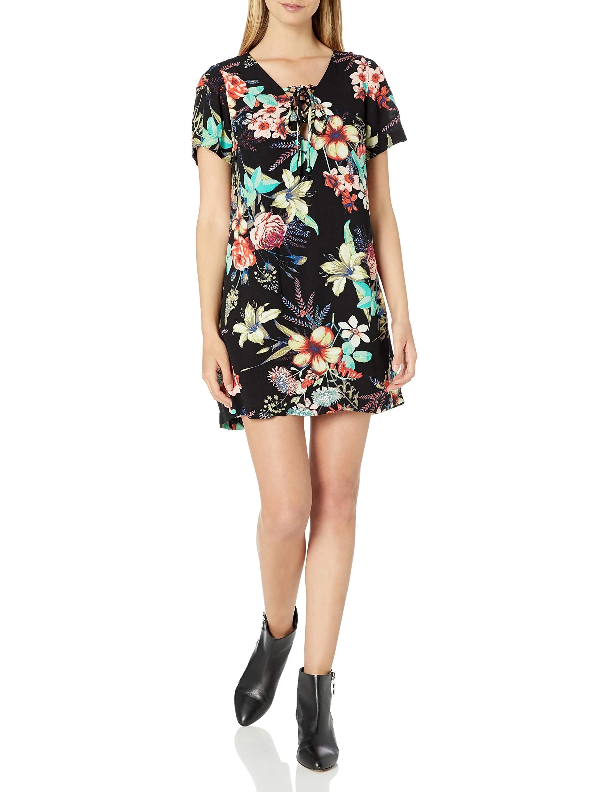 Lucy Love Women's Most Wanted Floral Print Dress Chloe's Garden X-Small | Flirty floral lace-up fit — Chloe's Garden