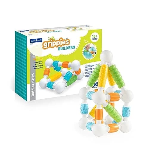 Guidecraft Grippies Builders - 30 Piece Set: Soft Grip Magnetic Building Toy for Toddlers thumbnail 1