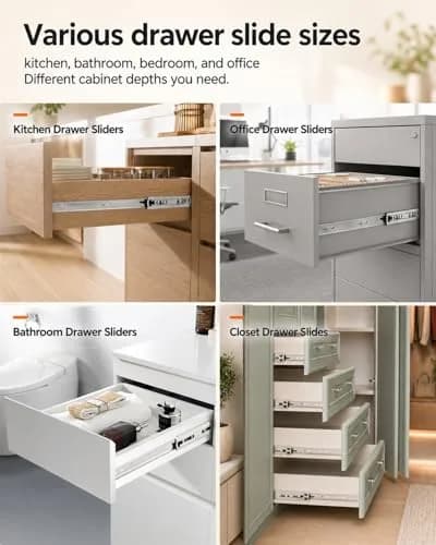 Gobrico 18 inch Drawer Slides 10 Pair | Heavy Duty Soft Close Full Extension thumbnail 4