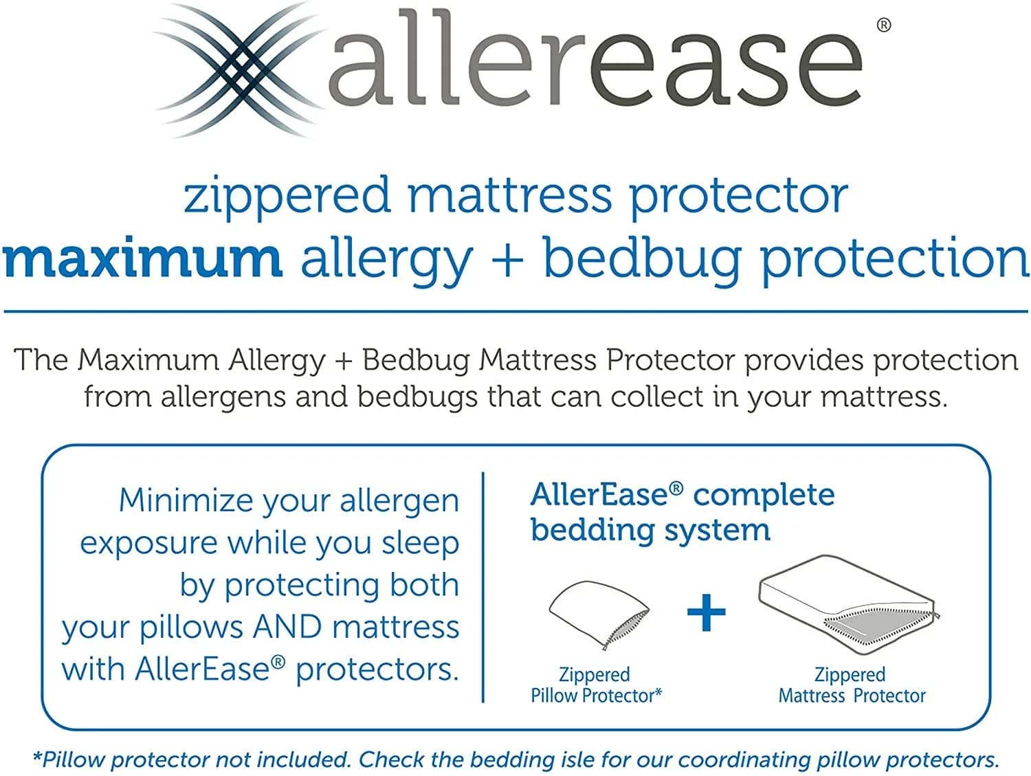 Aller-Ease Maximum Allergy Mattress Protector King Size | Waterproof, Breathable, Zippered - view 3