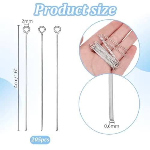 PH PandaHall Stainless Steel Head Pins 205 Pcs | Jewelry Making Supplies for DIY & Crafts thumbnail 2