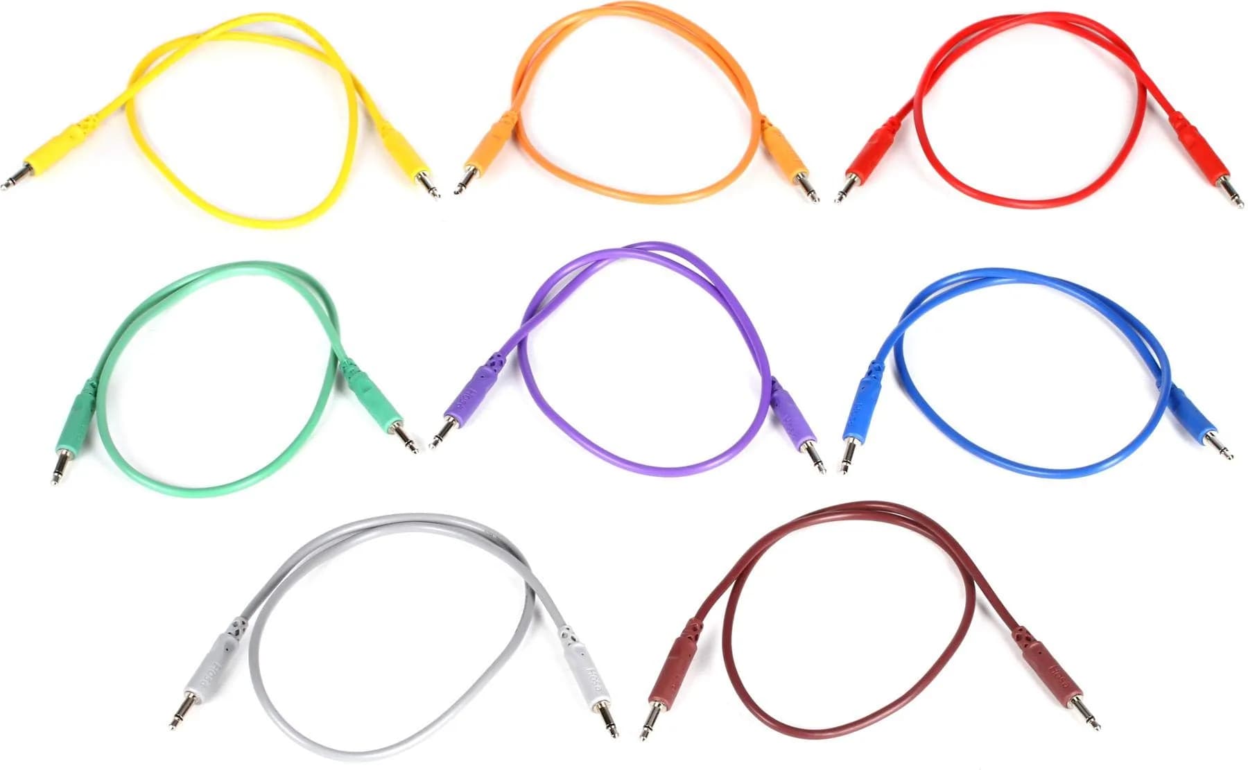 Hosa CMM-845 Eurorack Patch Cables 8-Pack - 1.5 Feet, Assorted Colors | 3.5mm TS to 3.5mm TS, 8 cables