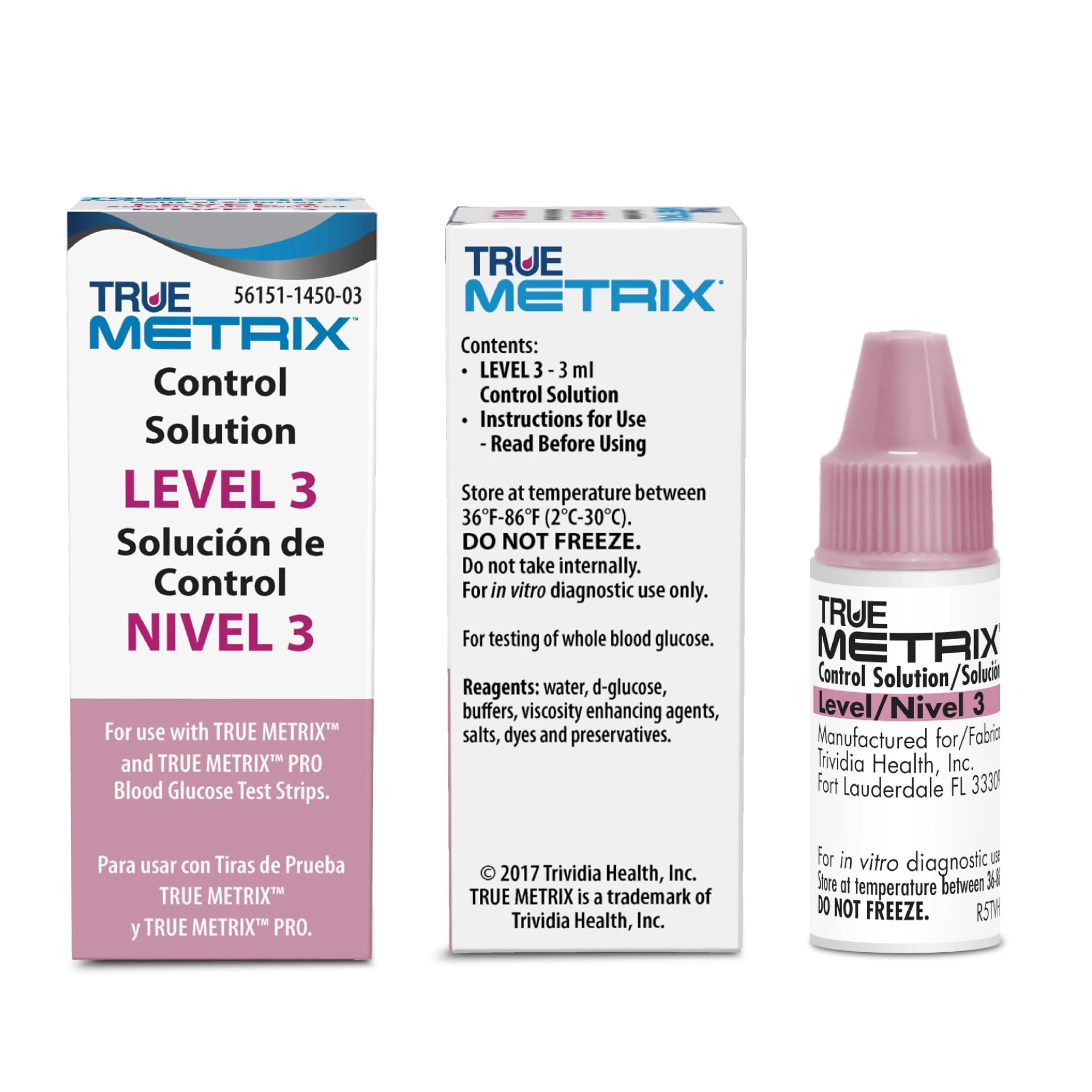 TRUE METRIX Control Solution Level 3 | 3 mL Bottle for Blood Glucose Testing — R5H01-3