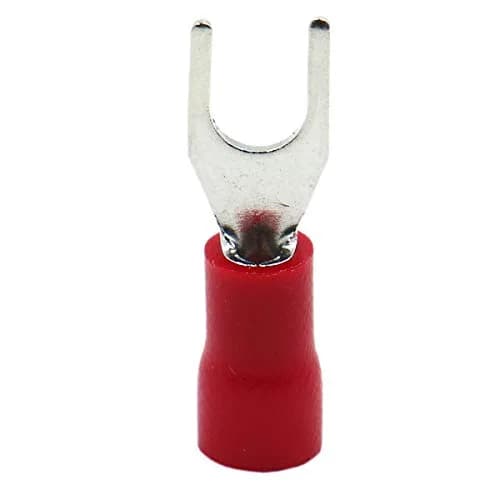 Baomain Red Fork Spade Insulated Terminal Connectors 4.3mm #8 Stud 22-16 AWG (100-Pack) | Secure Crimp Connection for Electrical Wiring thumbnail 3