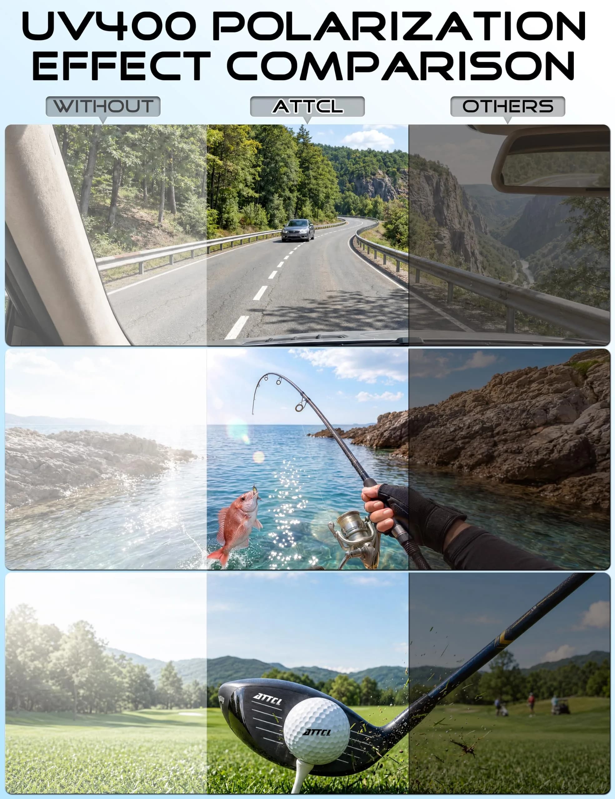 ATTCL Polarized Sunglasses for Men: UV400 Protection AL-MG Metal Rectangular Frame | Driving, Travel, Hiking - view 6