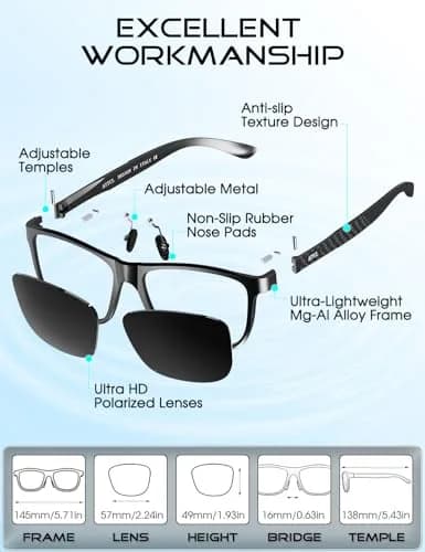 ATTCL Polarized Sunglasses for Men: UV400 Protection AL-MG Metal Rectangular Frame | Driving, Travel, Hiking thumbnail 7