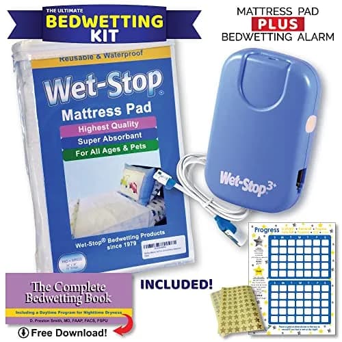 Wet-Stop3 Kit Bedwetting Alarm with Waterproof Bed Pad | Clinically Proven, Pediatric Designed, 6 Alarm Tones, Vibration, Waterproof Mattress Cover, 34" x 36" thumbnail 2
