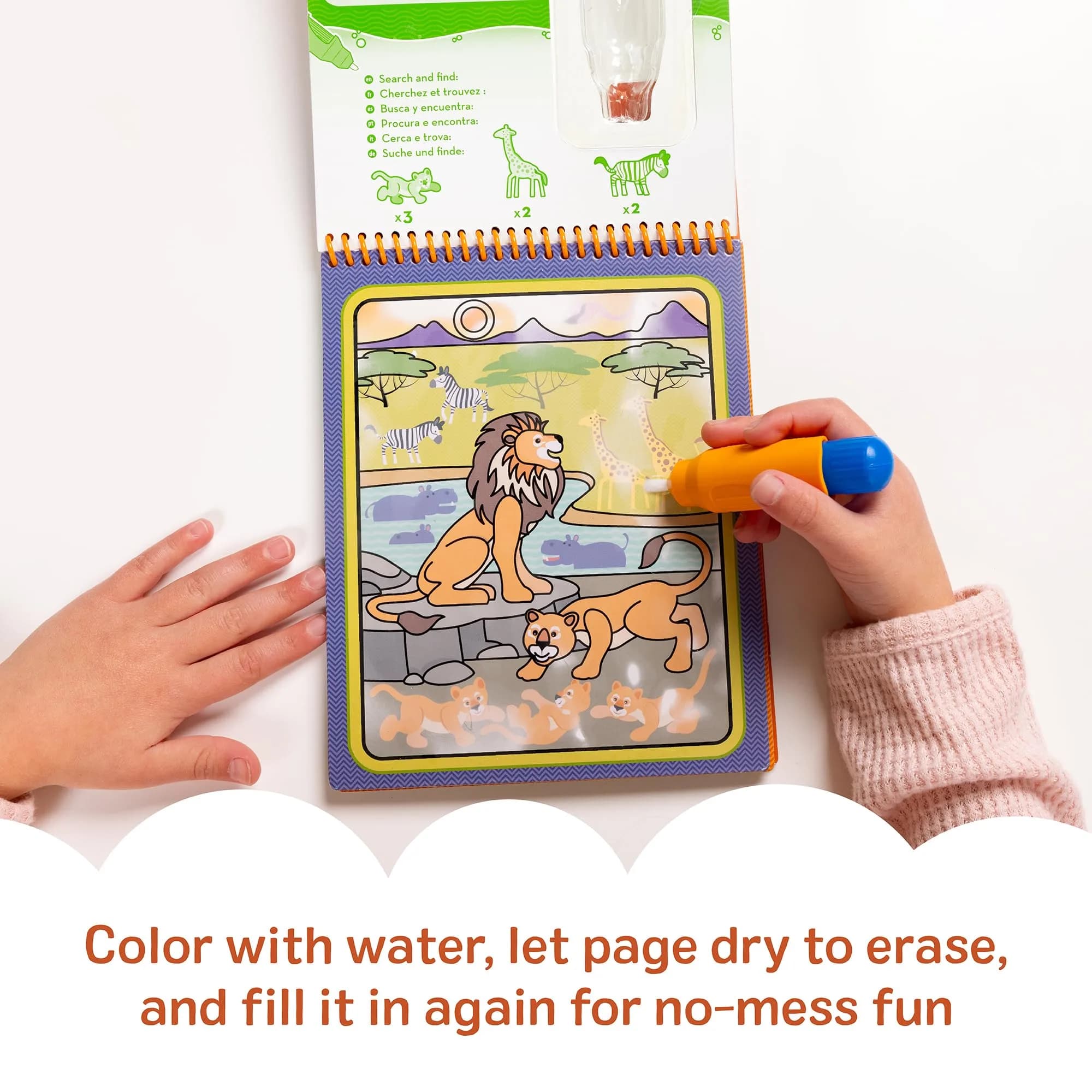 Melissa & Doug On The Go Water Wow! Safari Activity Pad | 4 Reusable Pages, Refillable Water Pen - view 5