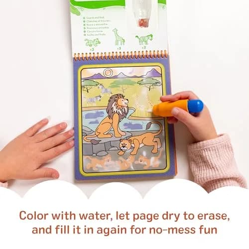 Melissa & Doug On The Go Water Wow! Safari Activity Pad | 4 Reusable Pages, Refillable Water Pen thumbnail 5