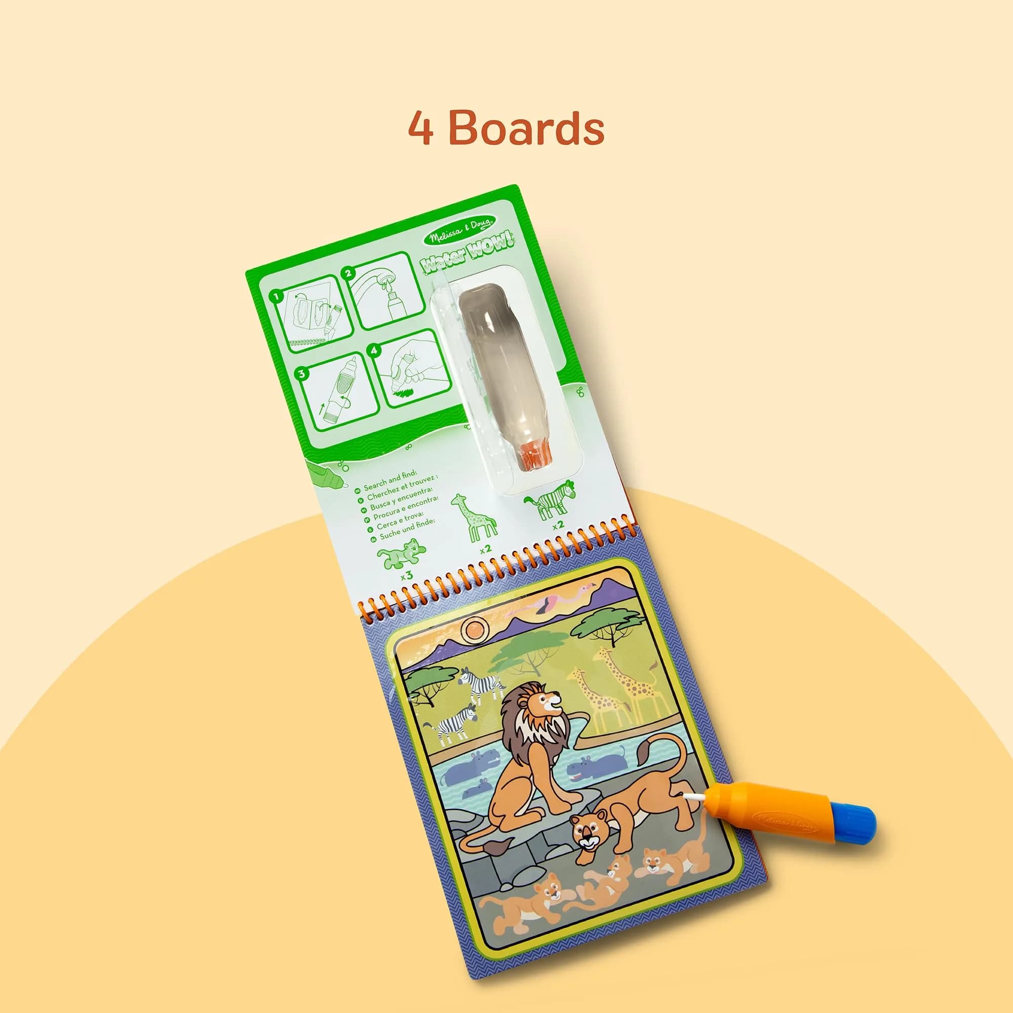 Melissa & Doug On The Go Water Wow! Safari Activity Pad | 4 Reusable Pages, Refillable Water Pen - view 7