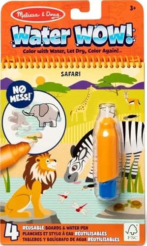Melissa & Doug On The Go Water Wow! Safari Activity Pad | 4 Reusable Pages, Refillable Water Pen thumbnail 1