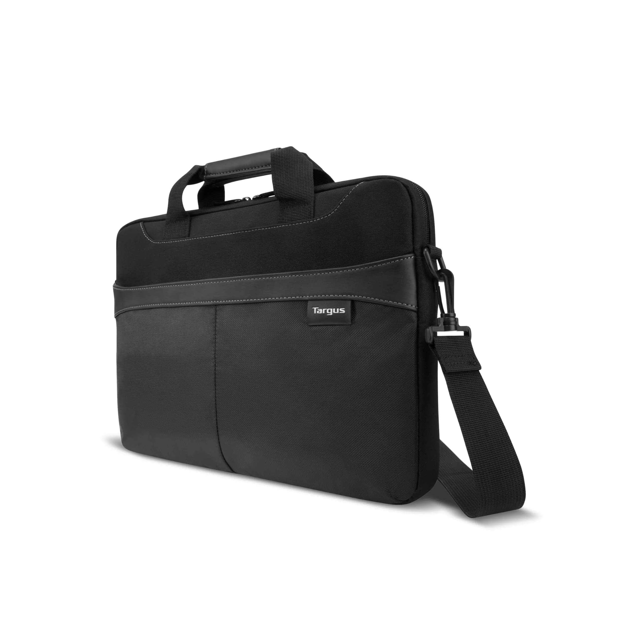 Targus Laptop Slim Briefcase for 15.6-inches | Water-Resistant, Lightweight, Professional — Black