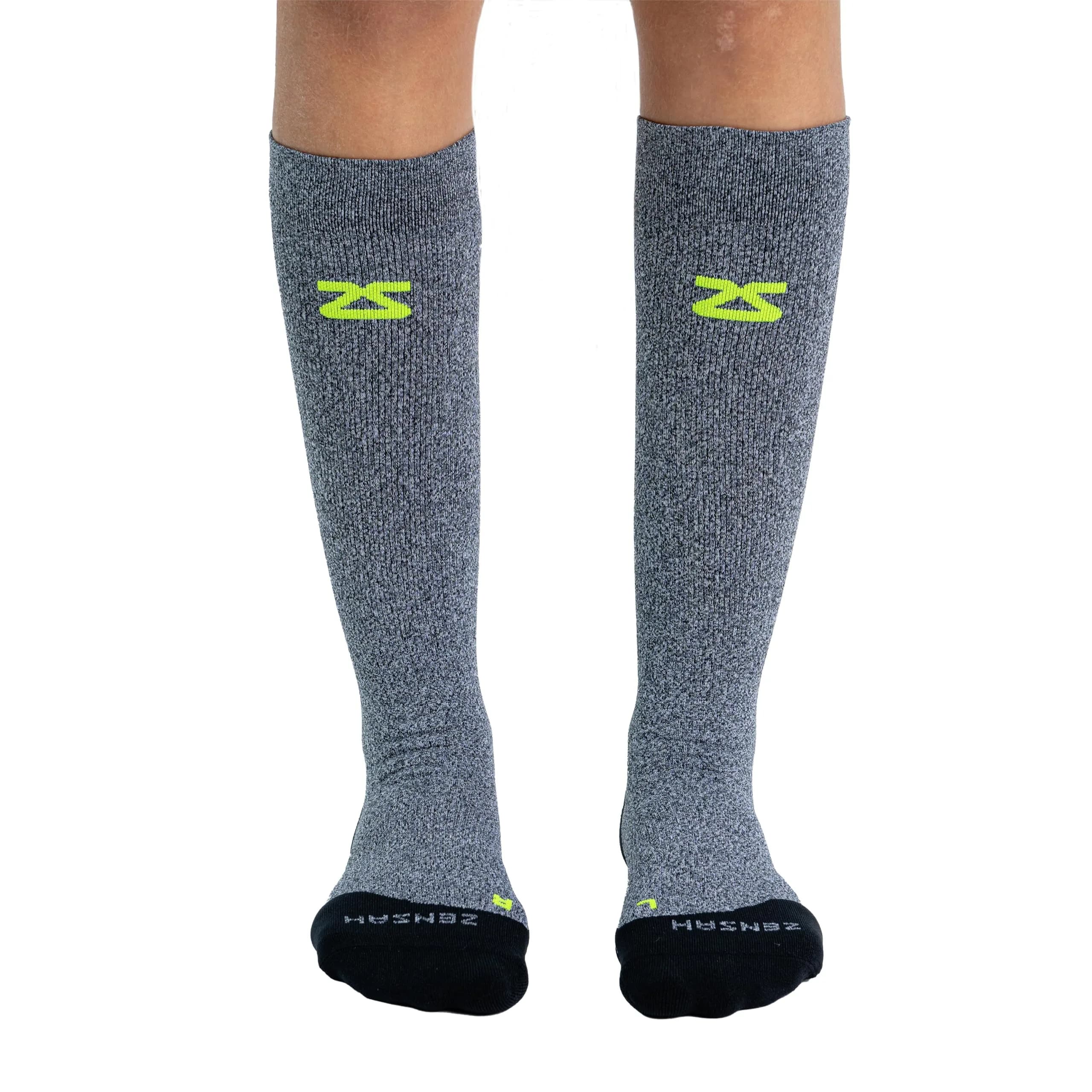 Zensah Tech+ Compression Socks - Knee High Running Socks for Sports, Travel, Made in Italy (Heather Grey, X-Large) - main product image