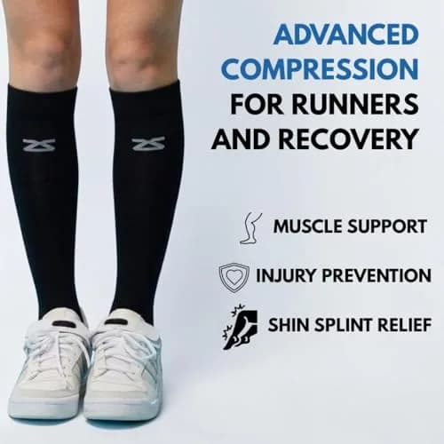Zensah Tech+ Compression Socks - Knee High Running Socks for Sports, Travel, Made in Italy (Heather Grey, X-Large) thumbnail 6