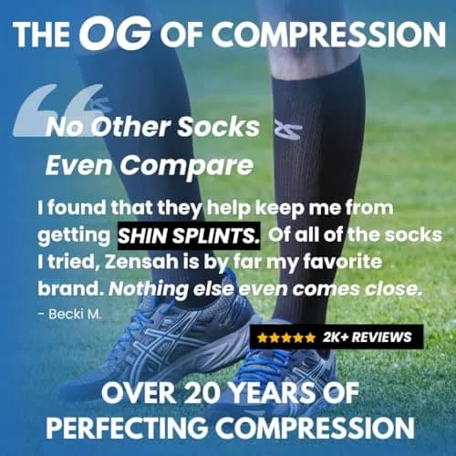 Zensah Tech+ Compression Socks - Knee High Running Socks for Sports, Travel, Made in Italy (Heather Grey, X-Large) thumbnail 3