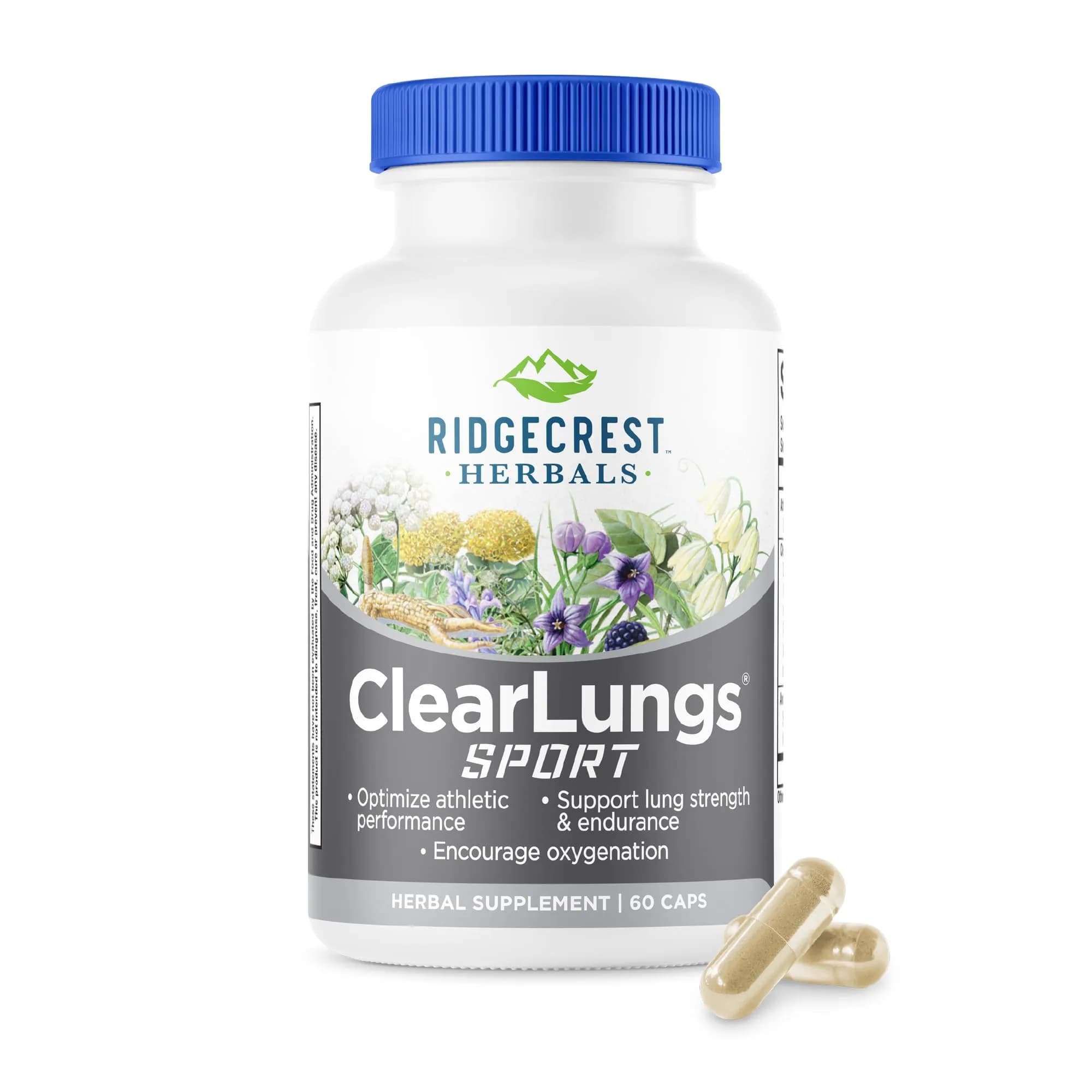 RidgeCrest Herbals ClearLungs Sport Oxygen and Lung Support 60 Ct | Respiratory & Athletic Performance Support