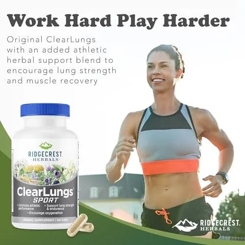 RidgeCrest Herbals ClearLungs Sport Oxygen and Lung Support 60 Ct | Respiratory & Athletic Performance Support thumbnail 6