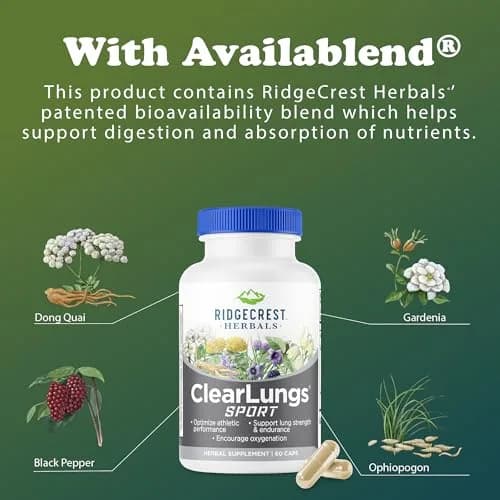 RidgeCrest Herbals ClearLungs Sport Oxygen and Lung Support 60 Ct | Respiratory & Athletic Performance Support thumbnail 7
