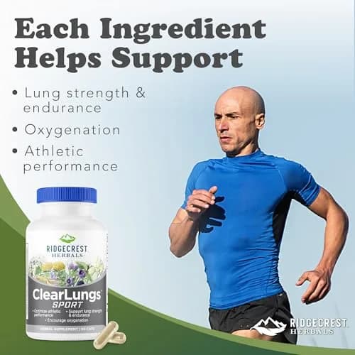 RidgeCrest Herbals ClearLungs Sport Oxygen and Lung Support 60 Ct | Respiratory & Athletic Performance Support thumbnail 2