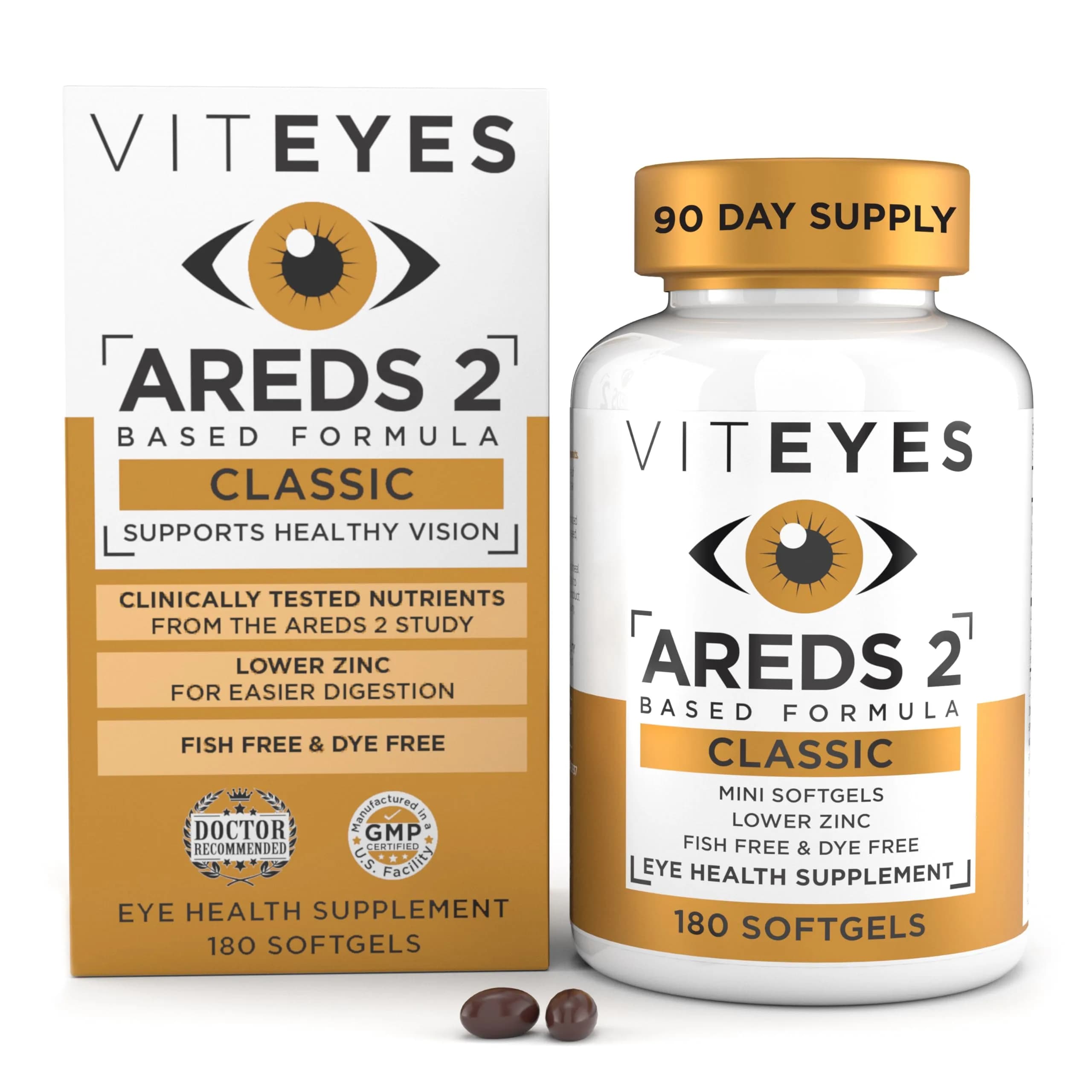 Viteyes AREDS 2 Classic Macular Health Formula Softgels 180 Count (Pack of 1) | Eye Health Vitamin to Support Macular Health