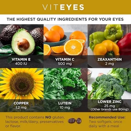 Viteyes AREDS 2 Classic Macular Health Formula Softgels 180 Count (Pack of 1) | Eye Health Vitamin to Support Macular Health thumbnail 3