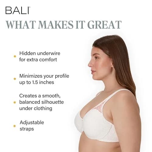 Bali Passion For Comfort Minimizer Underwire Bra 40DD | Supports & Shapes with Supportive Fit thumbnail 2